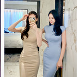 Women Dresses Turtleneck Sleeveless Dress