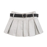 Women Skirt Pleated Miniskirt Autumn and Winter Thickening PU Leather Skirt
