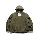 Unisex Winter Cotton Coat Velcro Decorative Hooded Cotton-Padded Coat Retro Warm Three-in-One Cotton-Padded Coat