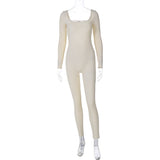Women Jumpsuit Winter New Sexy Backless Lace up Slim Fit Long Sleeve Jumpsuit