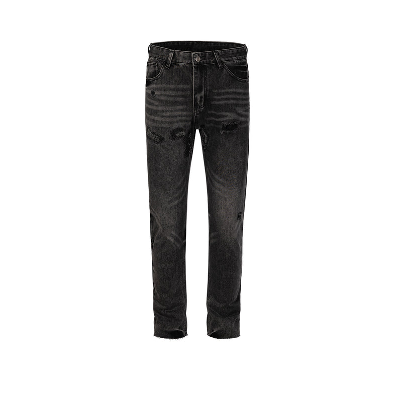 MIJKO Men's Vintage Pants MIJKO Washed Old Trousers Men's and Women's Slim-Fit Trendy Jeans