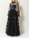 Women Dresses Spring round Neck Silk Laze Gauze Dress (Qymy0409)