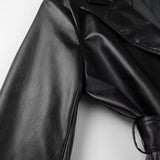 Women Coats Spring Faux Leather PU Black Long Trench Coat