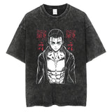 2024 Japanese Anime Graphic T Shirt Black Washed T-Shirt