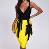 Women's Wedding Dress Summer V-neck Brace Knotted Slim Dress Bandage One-Piece Dress