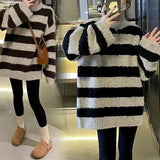 Women Knitwear Autumn and Winter Striped round Neck Sweater Loose Sweater