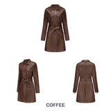 Red Leather Jacket Spring and Autumn Long Sleeve Leather Wind Coat