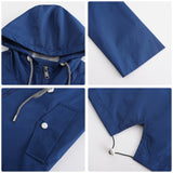 Women's Trench Coat Long-Sleeved Waterproof Mid-Length Trench Coat Women's Hooded Striped Raincoat
