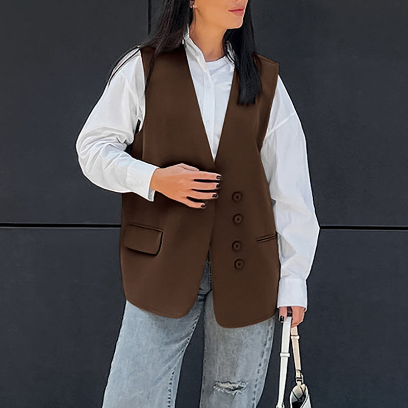 Women Trench Coat Casual Vest Coat