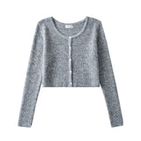 Women Sweater Knitwear Single-Breasted Knitted Cardigan for Women Autumn Short Long Sleeve Top