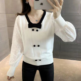Women Knitwear Spring and Autumn Bow round Neck Sweaters Cardigan