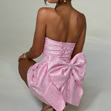 Women Dresses Summer Sexy Bowknot Mini Dress