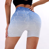 Women Yoga Sports Shorts Quick-Drying Yoga Pants 3D Gradient Color Sports Shorts