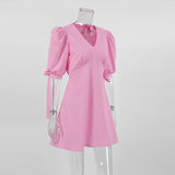 Women Dress Dress Women's Autumn Simplicity Loose Puff Sleeves A- line Skirt