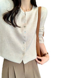 Women Knitted Cardigan Autumn and Winter Leisure round Neck Sweater