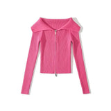 Women Sweater Knitwear Sweater Female Loose Outer Wear Zipper Cardigan Knitted Coat