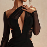 Women Dresses Gauzy Cardigan Dress Hollow Hip Skirt