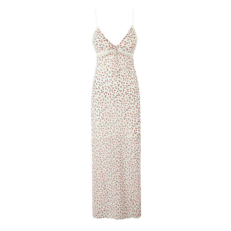 Women Dresses Summer V-neck Lace Floral Strap Dress Backless Sexy Dress (Xds0414)