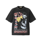 Mens T-shirts Tyson CHINATOWN BIG FACE printed washed and old short-sleeved T-shirts