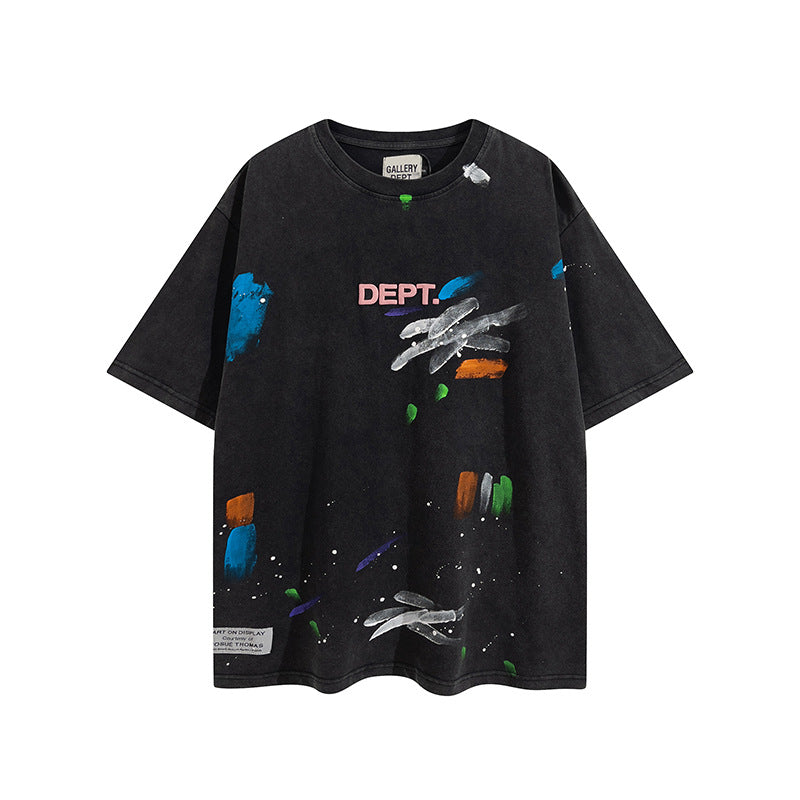 Gallery Dept T Shitrs Splash Ink Hip Hop Trend plus Size Short Sleeve