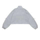 Women Jacket Loose Casual Stand Collar Long Sleeve Sports Short Jacket