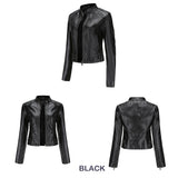 Red Leather Jacket Women's Rivet Leather Coat Spring and Autumn Jacket