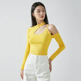 Women Sweater Knitwear Autumn Sexy Halter Shoulder-Baring Sweater