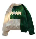 Women Knitwear Autumn Winter Retro round Neck Sweater Loose Sweater
