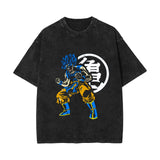 Washed vintage short-sleeved T-shirt oversize