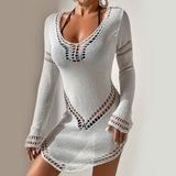 Beach Sweater Dress Summer Sexy Knitted Cutout Beach Bikini Swimsuit Blouse