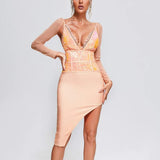 Women Evening Dress Bandage Dress Dress V-neck Sequins Lace Sexy Backless Slip Dress