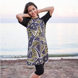 Muslim Bathing Suits Muslim Swimsuit Short Sleeve Three-Piece Sun Protection Burkini Chest Pad Hat