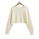 Women Sweater Knitwear Cropped Midriff-Baring Hoodie Knitwear Sweater