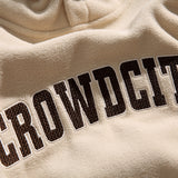 Unisex Winter Cotton Coat Letter Embroidered Hoodie Vintage Polar Fleece Pullover Top
