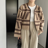 Women Cardigan Sweater Autumn Top Long Sleeve Coat Retro Top 2t3213