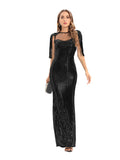 Women Evening Gown Sexy Retro Green Sequins Dress Evening Dress
