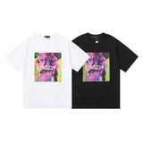 Purple Brand T Shirts Spring/Summer Purple Abstract Element Printed Men's and Women's Casual Short-Sleeved T-shirt