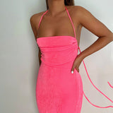 Women Dresses Summer Sexy Backless Self-Tie Dress