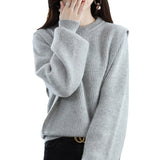 Women Knitted Pullover Autumn and Winter round Neck Loose Knit Sweater