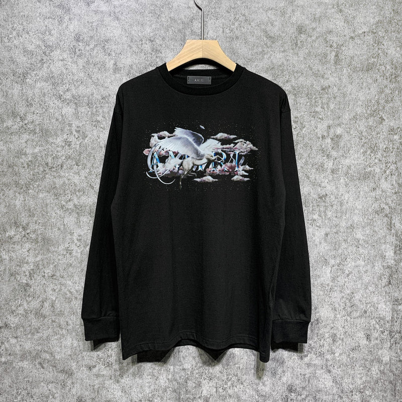 Amiri Long Sleeve Shirt Fashion Brand Long Sleeve Long-Sleeved T-shirt Blouse