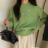 Women Knitted Pullover Autumn and Winter Loose Crew Neck Casual Knitwear