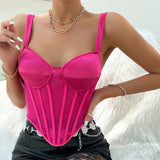 Women Party Tops Sexy Suspenders Mesh Diamond Vest