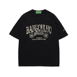 Men T Shirt Vintage Angel Print Short Sleeve T-shirt