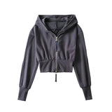 Women Jacket Double Zipper Patchwork Hoodie Women's Cardigan Jacket