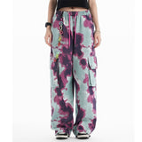 Men Sweatpants Tie-Dye Printing Casual Working Pants Loose Pockets Straight-Leg Trousers