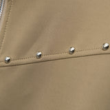 Women Jacket Decorative Rivets Zip Short Jacket Stand-up Collar Cardigan Coat