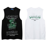 Men Vest Summer Letter Graffiti Vest Loose Sleeveless T-shirt