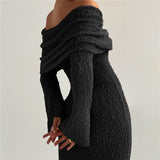 Beach Sweater Dress Autumn Sexy Backless Slim Fit Long Dress