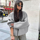 Women Trench Coat Vintage Woolen Short Coat Autumn and Winter Batwing Sleeve Casual Loose