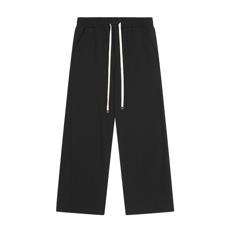 Men Sweatpants Solid Color Simple Exercise Casual Pants Straight Wide Leg Sweatpants